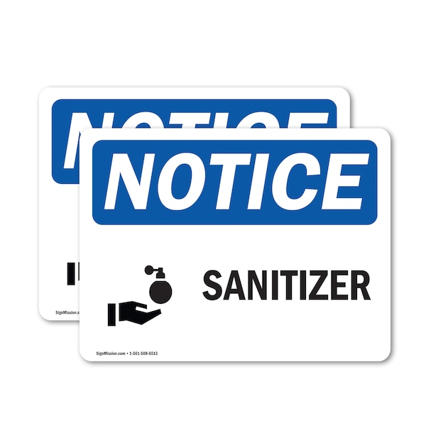 Signmission Sanitizer Sign With Symbol, 24 in W x Rectangle, Vinyl Decal OS-2PACK-NS-D-1824-L-18240 - main